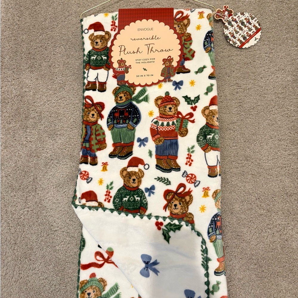 NWT Viral Ralph Lauren Polo Bear inspired Christmas blanket